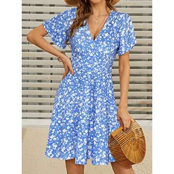 FENSACE Summer Dresses for Women 2025 Sun Dresses Casual Spring Graduation Dress(Blue,Medium)