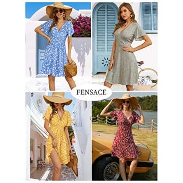 FENSACE Summer Dresses for Women 2025 Sun Dresses Casual Spring Graduation Dress(Blue,Medium)