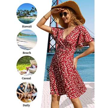 FENSACE Summer Dresses for Women 2025 Sun Dresses Casual Spring Graduation Dress(Blue,Medium)