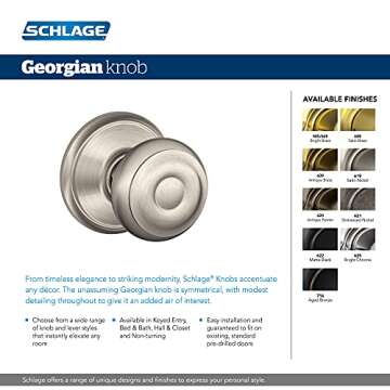 Schlage F40 GEO 619 ADD Addison Door Knob - Satin Nickel Privacy Lock