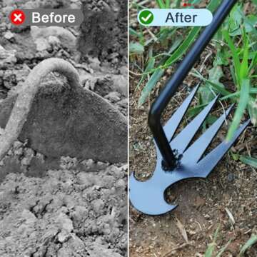 XieJY Manual Weed Remover Tool - Durable 4 Tooth Manganese Steel for Effective Weeding
