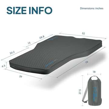 LOSTHORIZON Tesla Camping Air Mattress with Foam, Self Inflating Sleeping Pad, 4.5" Thick, with Pump Sack, Model Y