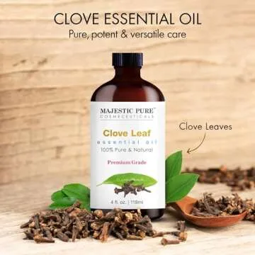 MAJESTIC PURE Clove Essential Oil | 100% Pure and Natural Clove Oil | Premium Grade Essential Oils for Hair Care, Home Diffusers, Skin, Aromatherapy, Massage and Humidifiers | 4 Fl Oz