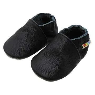 YALION Baby Boys Girls Shoes Crawling Slipper Toddler Infant Soft Leather First Walking Moccs(Black,6-12 Months)