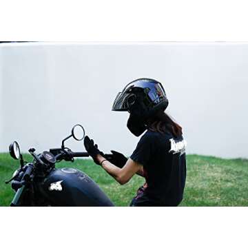 TCMT Adult Gloss Black Full Face Street Dirt Bike ATV Off-Road Motorcycle Motocross Helmet DOT