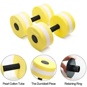 UNAOIWN Water weights Water Aerobics for Pool Fitness Exercise Lightweight Resistance Aquatic Dumbbell Pool Barbells for Swimming, Yellow