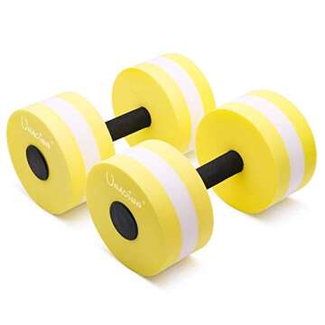 UNAOIWN Water weights Water Aerobics for Pool Fitness Exercise Lightweight Resistance Aquatic Dumbbell Pool Barbells for Swimming, Yellow