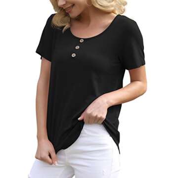 Feiersi Women's Summer Floral Tunic Tops Casual Blouse Short Sleeve Buttons Up T-Shirts