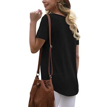 Feiersi Women's Summer Floral Tunic Tops Casual Blouse Short Sleeve Buttons Up T-Shirts