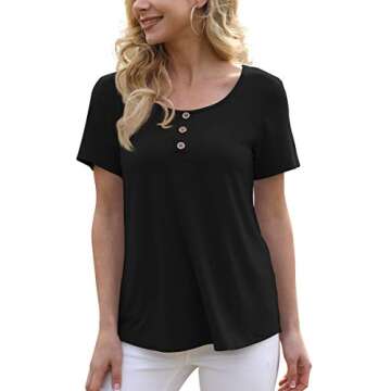 Feiersi Women's Summer Floral Tunic Tops Casual Blouse Short Sleeve Buttons Up T-Shirts