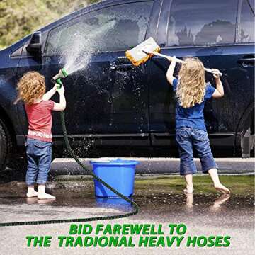 YOJULY 25ft Expandable garden hose - super durable 3750d garden water hose/strongest triple latex, durable outdoor gardening flexible hose for watering (green, 25ft) H16520