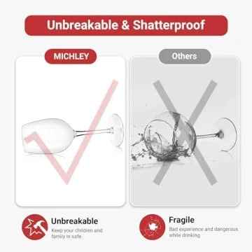 MICHLEY Floating Wine Glasses for Pool Unbreakable Tritan Plastic Red Wine Glasses with Stem Poolside Floating Cups 12.5 OZ, Dishwasher Safe, Set of 4