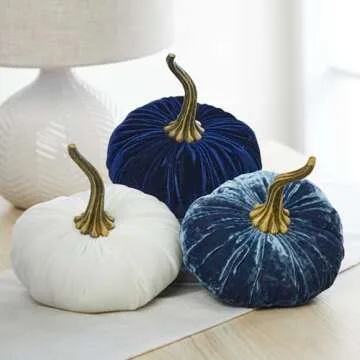 Navy Velvet Pumpkin Decor for Home and Weddings