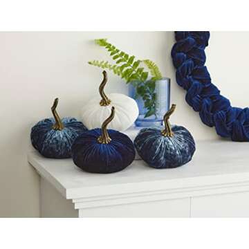 Navy Velvet Pumpkin Decor for Home and Weddings