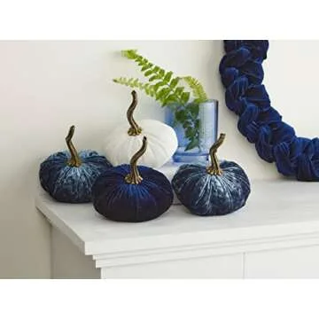 Navy Velvet Pumpkin Decor for Home and Weddings