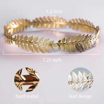 EAWIN Roman Emperor Crown Laurel Wreath Gold Leaf Headband Toga Costume Accessory Caesar Circlet Wedding Headpiece