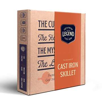 LEGEND COOKWARE Cast Iron Skillet with Lid | Large 12” Frying Pan with Glass Lid & Silicone Handle | Induction, Cooking, Sautéing & Grilling | Lightly Pre-Seasoned Cookware Gets Better with Use