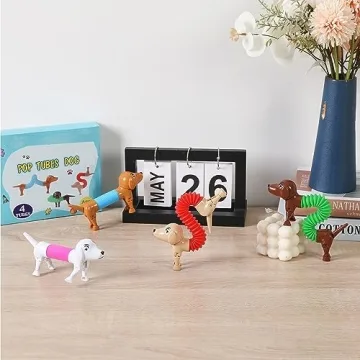 Easter Egg fillers, Dog pop Tubes, Easter Basket Stuffers, Dog fidgets, Stretch Dog Toy, Dog Party Favors,Small Toys,Dog Toys for Kids,Autism Sensory Products（4 Pack Dog）