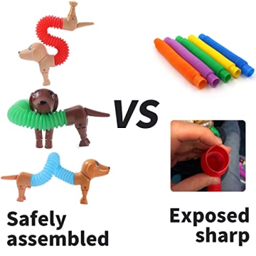 Easter Egg fillers, Dog pop Tubes, Easter Basket Stuffers, Dog fidgets, Stretch Dog Toy, Dog Party Favors,Small Toys,Dog Toys for Kids,Autism Sensory Products（4 Pack Dog）