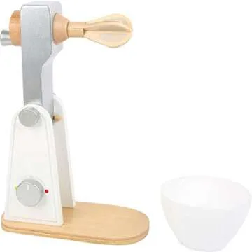 Small Foot Wooden Toys Wooden Mixer with Movable Upper Part and Stirring Bowl for Play Kitchens Designed for Children Ages 3+, Multi (10595)