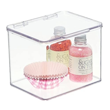 mDesign Clear Kitchen Storage Organizer with Hinged Lid