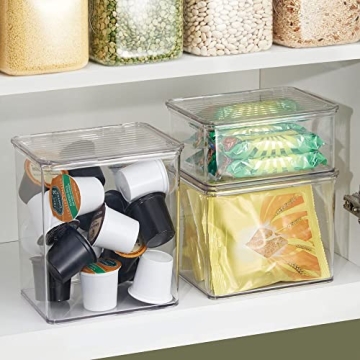 mDesign Clear Kitchen Storage Organizer with Hinged Lid
