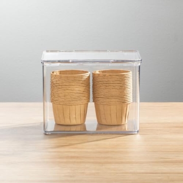 mDesign Clear Kitchen Storage Organizer with Hinged Lid