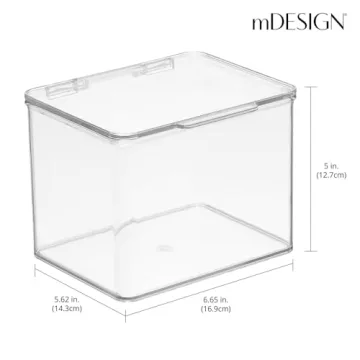 mDesign Clear Kitchen Storage Organizer with Hinged Lid