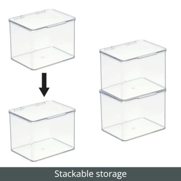mDesign Clear Kitchen Storage Organizer with Hinged Lid