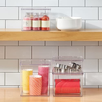 mDesign Clear Kitchen Storage Organizer with Hinged Lid