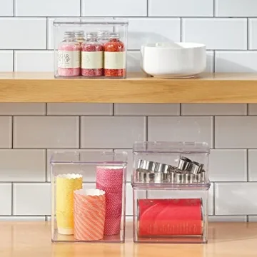 mDesign Clear Kitchen Storage Organizer with Hinged Lid