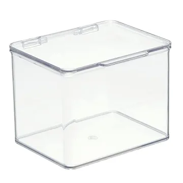 mDesign Clear Kitchen Storage Organizer with Hinged Lid