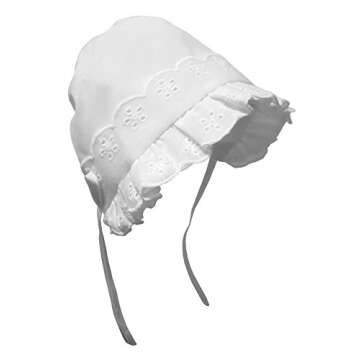 N'Ice Caps Baby Girls Bonnet White Lace Newborn Infant Toddler Sun Hat Special Occasion (White with ...