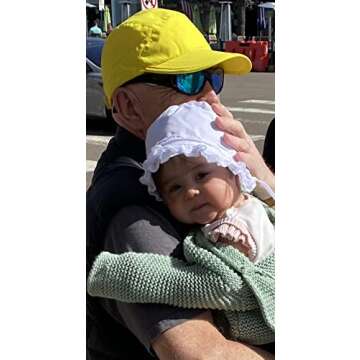 N'Ice Caps Baby Girls Bonnet White Lace Newborn Infant Toddler Sun Hat Special Occasion (White with Piping Crown, Newborn)