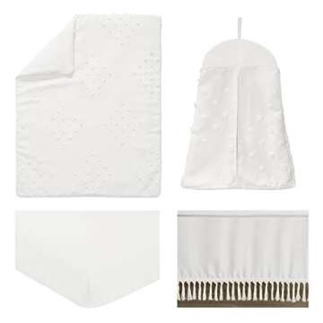 Sweet Jojo Designs Boho Dot Baby Boy Girl Nursery Crib Bedding Set - 4 pieces - Ivory Beige Cream Of...