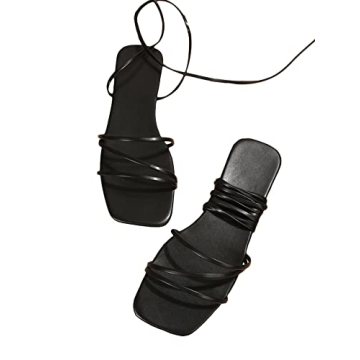 GORGLITTER Women's Lace Up Flat Sandals - Fashionable & Comfortable Gladiator Sandals