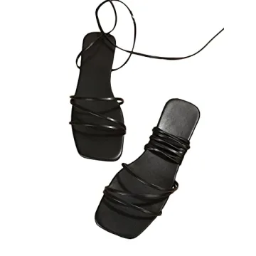 GORGLITTER Women's Lace Up Flat Sandals - Fashionable & Comfortable Gladiator Sandals