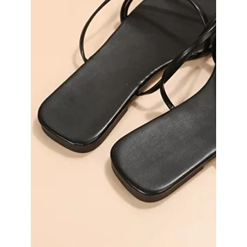 GORGLITTER Women's Lace Up Flat Sandals for Summer Style