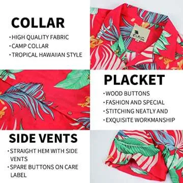 Damipow Hawaiian Shirts for Men Short Sleeve Aloha Beach Shirt Floral Summer Casual Button Down Shirts,Orange49690,4,M