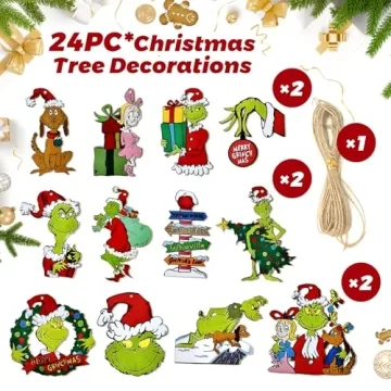 Wooden Christmas Tree Ornaments - 24 Unique Designs for Holiday Cheer