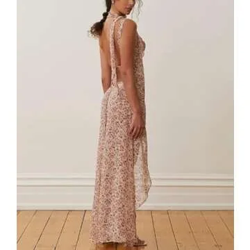 Juakoso Sexy Y2K Ruffles Fairy Dress Fringe Strapless Floral Dress Asymmetrical See Through Beach Party Club Outfits