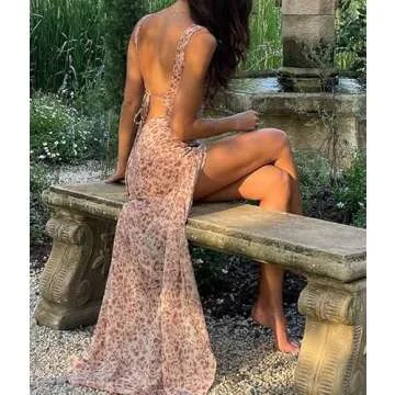 Juakoso Sexy Y2K Ruffles Fairy Dress Fringe Strapless Floral Dress Asymmetrical See Through Beach Party Club Outfits