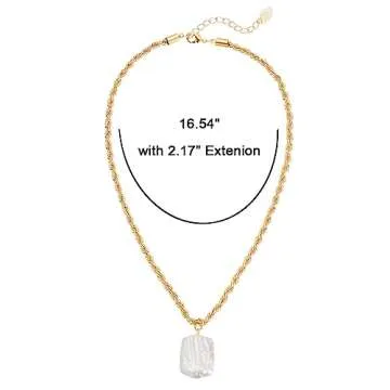 Itcoery Women’s Baroque Pearl Gold Plated Necklace