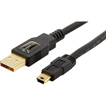 Amazon Basics USB-A to Mini USB 2.0 Cable, 480Mbps Transfer Speed with Gold-Plated Plugs, 3 Foot, Bl...
