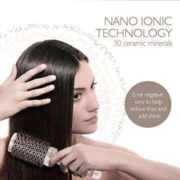 Baasha 2 Inch Medium Round Boar Bristle Ceramic Barrel Hair Brush for Women - Ideal for Blow Drying and Flipping Medium Length Hair