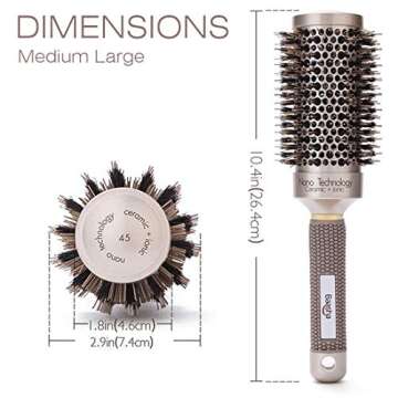 Baasha 2 Inch Medium Round Boar Bristle Ceramic Barrel Hair Brush for Women - Ideal for Blow Drying and Flipping Medium Length Hair