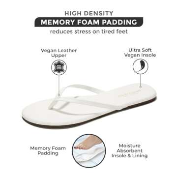 Project Cloud Flip flops for Women - Memory Foam Flats Slippers for Women 2025 - Vegan Leather Women...
