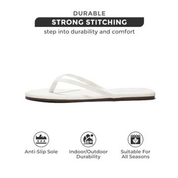 Project Cloud Flip flops for Women - Memory Foam Flats Slippers for Women 2025 - Vegan Leather Women Slippers & Womens Sandals Beach Essentials Slides for Women Footwear (Foundations, White, 11)
