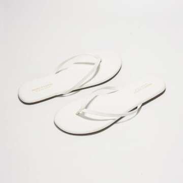 Project Cloud Flip flops for Women - Memory Foam Flats Slippers for Women 2025 - Vegan Leather Women Slippers & Womens Sandals Beach Essentials Slides for Women Footwear (Foundations, White, 11)