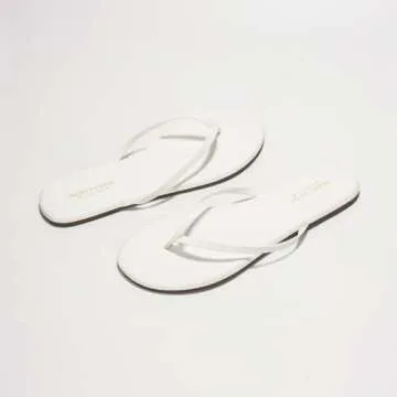 Project Cloud Flip flops for Women - Memory Foam Flats Slippers for Women 2025 - Vegan Leather Women Slippers & Womens Sandals Beach Essentials Slides for Women Footwear (Foundations, White, 11)